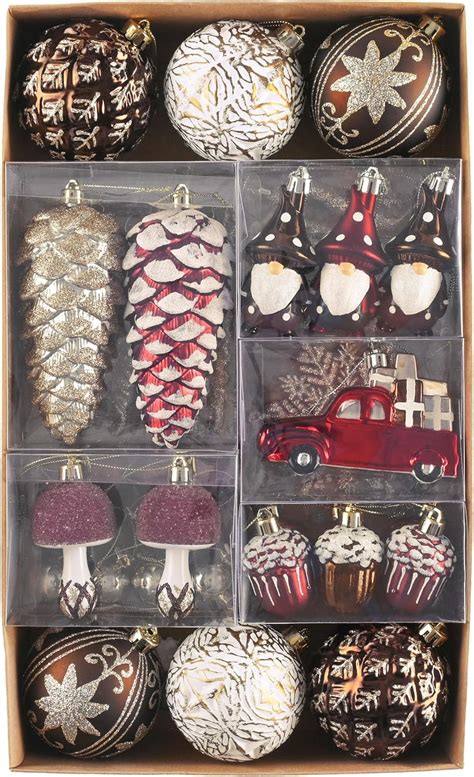 Amazon Valery Madelyn Christmas Tree Ornaments Set 60ct Red White