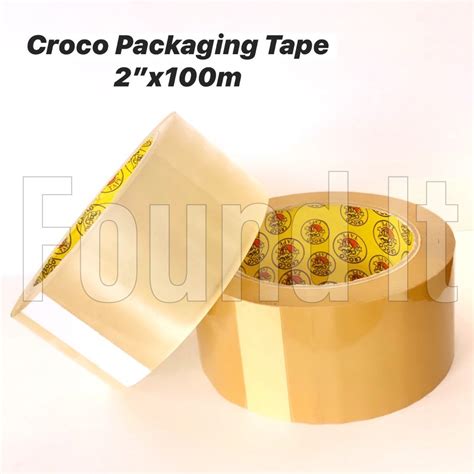 Croco Packaging Tape 2x100 Tan Or Clear Tan Fragile Tape Shopee