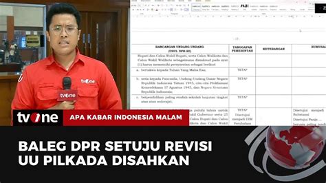 Baleg DPR Setujui Batas Usia Minimal Kepala Daerah AKIM TvOne YouTube