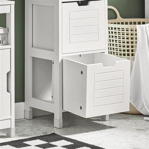 Sobuy Tall Bathroom Storage Cabinet With 3 Shelves And 2 Drawers Frg126 W Fruugo Uk