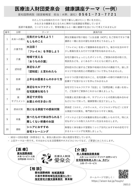 出前講座を行っています お知らせ 愛知県日進市の愛知国際病院