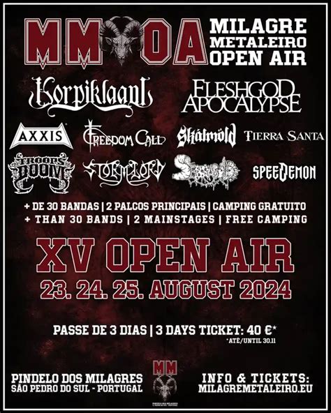 Nueva Tanda De Confirmaciones Del Milagre Metaleiro Open Air The