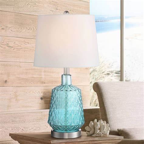 Ronald Coastal Modern Blue Glass Table Lamp By 360 Lighting 22 X 12 Bed Bath And Beyond