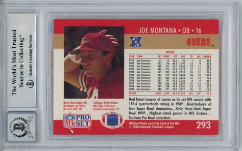 Joe Montana Autographed 1990 Pro Set 293 Trading Card Bas 10 Slab