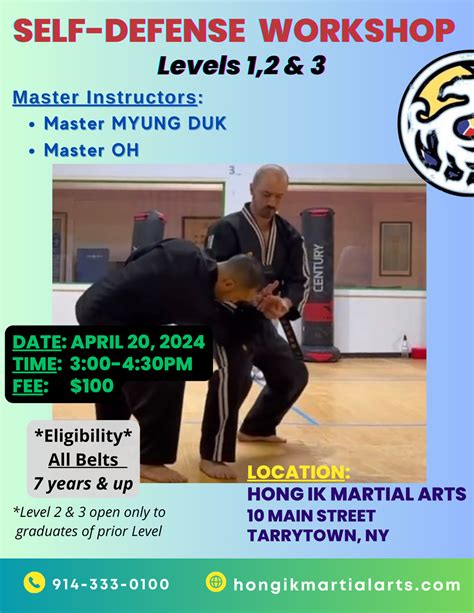 HONG IK MARTIAL ARTS UPCOMING SELF DEFENSE WORKSHOP APRIL 2024