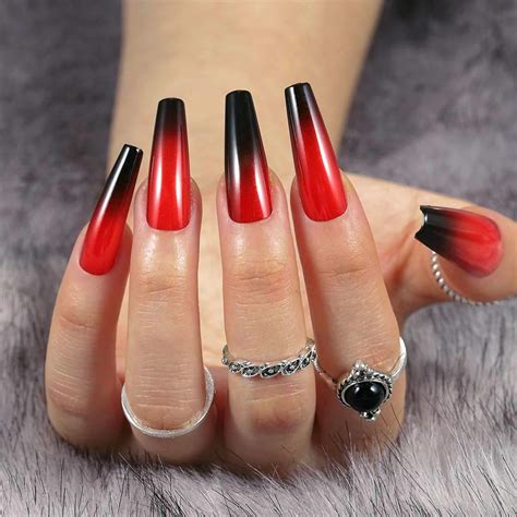 Black And Red Ombre Nails