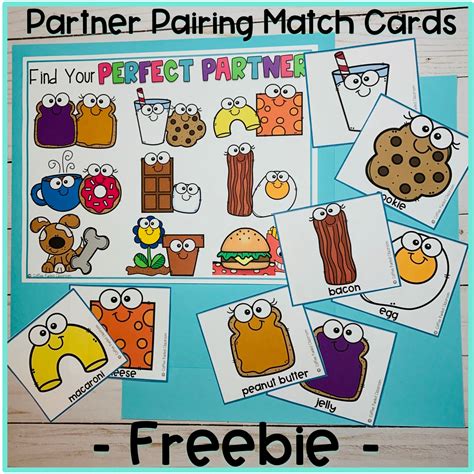 Partner Match Cards Freebie - Coffee Fueled Classroom