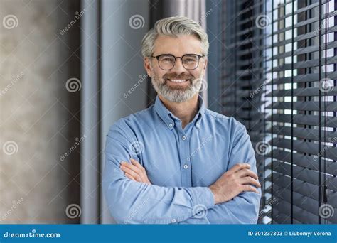 Portrait Of Mature Successful Businessman Boss Senior Gray Haired Man