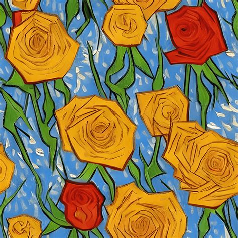 Van Gogh Style Roses Pattern · Creative Fabrica