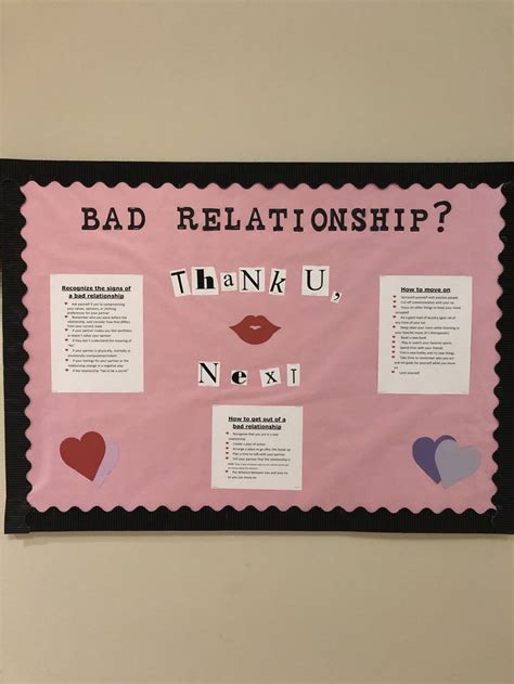 A Bulletin Board That Says Bad Relationship Thank U Next