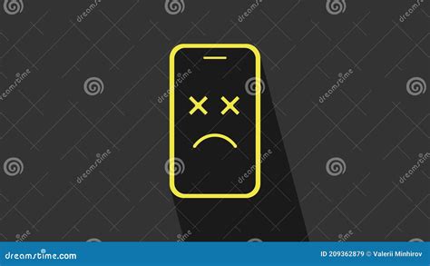 Yellow Dead Mobile Icon Isolated On Grey Background Deceased Digital