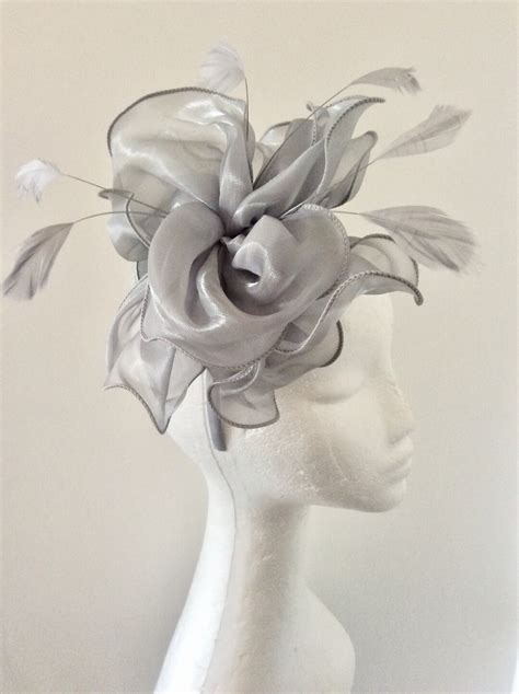 Silver Fascinator Grey Fascinator Gray Fascinator Hat Derby Hat