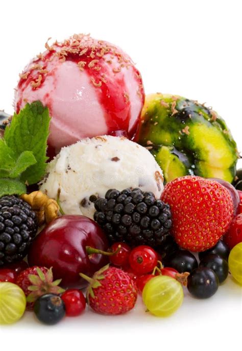 Mixed Ice Cream With Fruits Isolated Stock Photo Image Of Chocolate