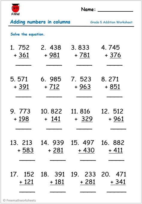 Grade 1 Addition Worksheets Free Printables Math Worksheets