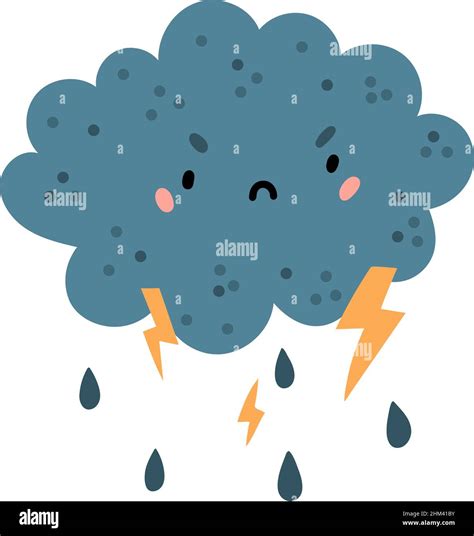 Thunderstorm Icon Angry Cloud With Lightning And Thunder Stock Vector