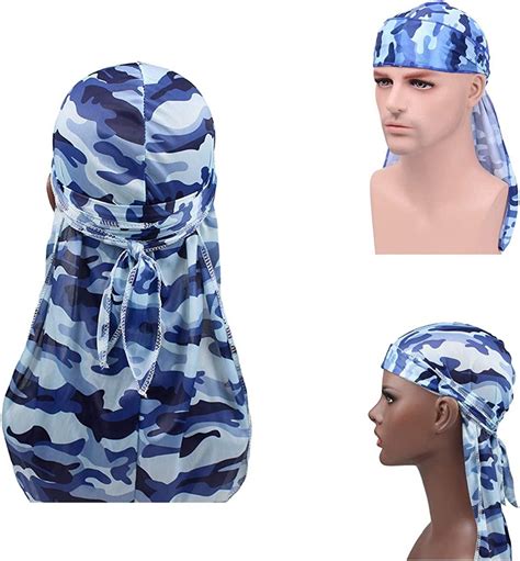 Premium Military Camouflage Silky Durags 3 Pack Long Tail Doo Rag