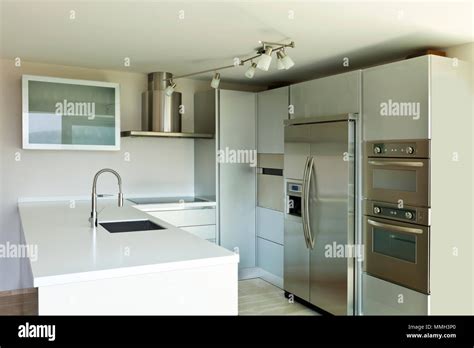 beautiful modern house, kitchen island Stock Photo - Alamy