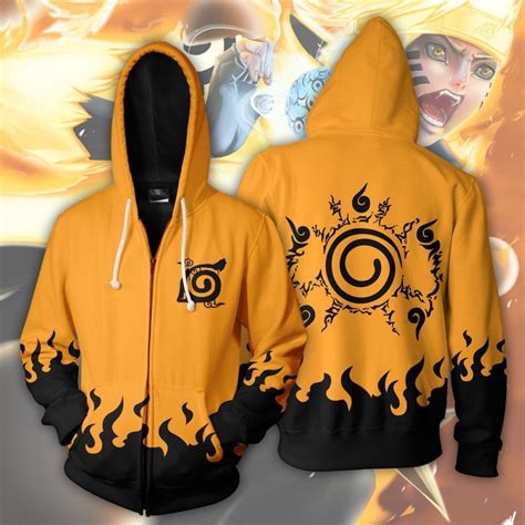 Naruto Hoodie Jacket - Shippuden Naruto Seal 3D Zip Up Hoodies Jacket Coat - Hhoodie.com