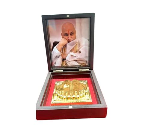 Guru Ji Charan Paduka Guruji Swaroop Wooden Gold Plated Guru Ji