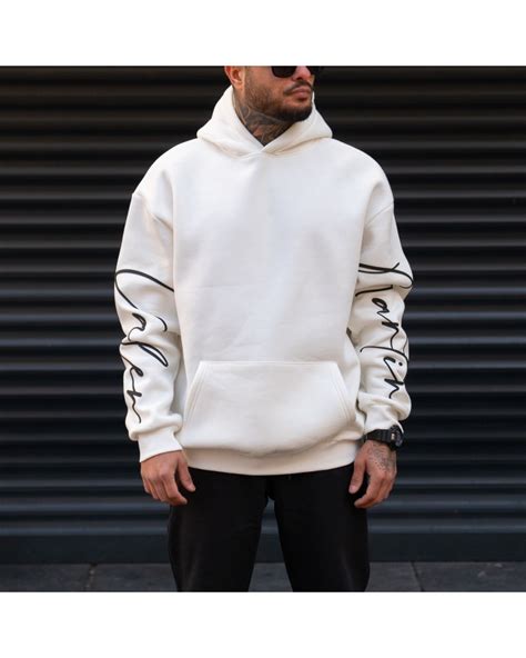 Mens Oversize Hoodie Martin Valen White