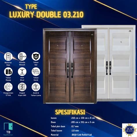 Jual Pintu Baja Fullset LUXURY Double 210 Set Pintu Utama Double Kupu