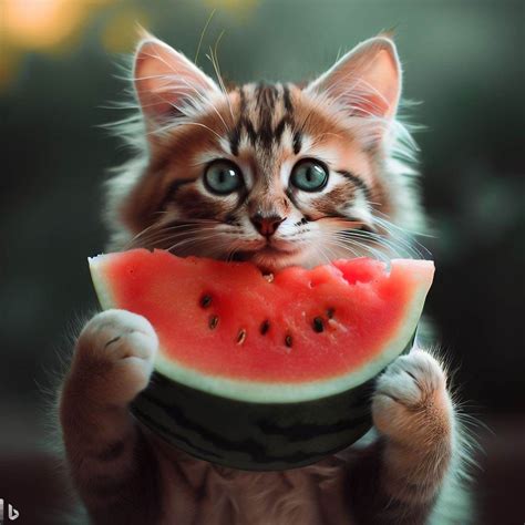 Cat Eating Watermelon