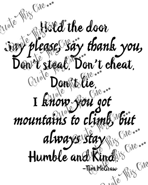 Song Lyrics/Tim McGraw/Humble and Kind/Quote