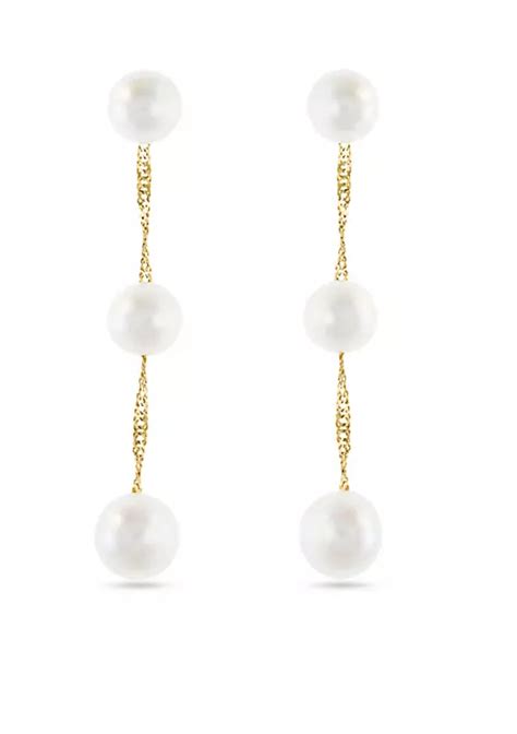 Effy® Freshwater Pearls Linear Drop Earrings In 14k Yellow Gold Belk