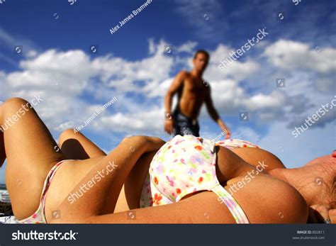 Man Looking Bikini Woman On Beach Stock Photo Shutterstock