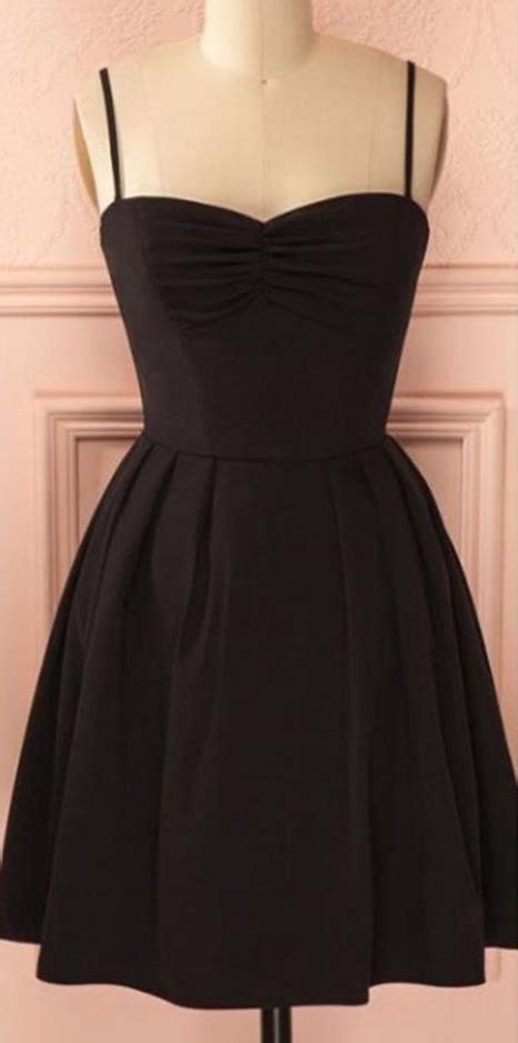 Spaghetti Strap Black Simple Lace Sexy Homecoming Prom Dress On Luulla