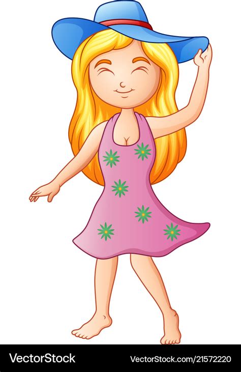 Cartoon Girl In A Summer Hat Royalty Free Vector Image