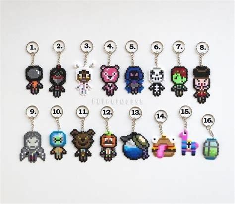 Fortnite Keychain Pixel Art Perler Hama Beads Llama 8bit Keyring Gamer