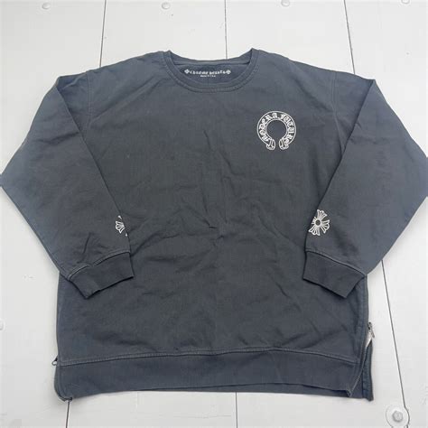 Chrome Hearts Grey Side Zip Crewneck Sweatshirt Mens Gem