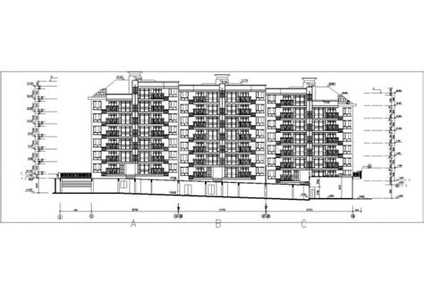 潍坊市某商业街沿街7层框架结构商住楼立面设计cad图纸（底层为商铺）商业街土木在线