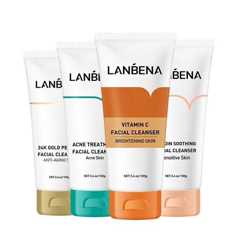 Lanbena Face Cleanser Vc Whitening Cleansing Facial Foam Acne Treatment