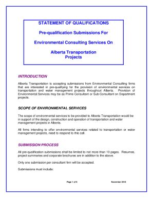 Fillable Online Statement Of Qualifications Pre Transportation