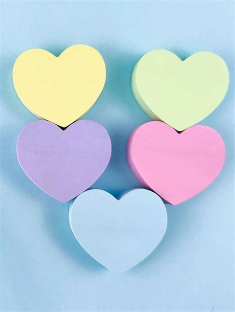 Pcs Mixed Color Heart Shaped Sticky Note Creative Easy To Post