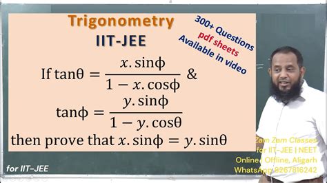 If tanθ x sinϕ 1 x cosϕ and tanϕ y sinϕ 1 y cosθ then prove