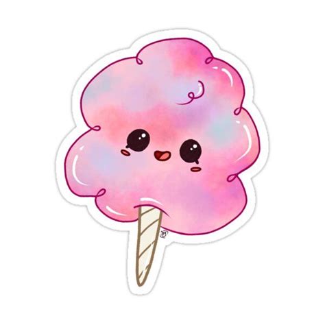 Kawaii Cotton Candy Sticker For Sale By Heysoleilart Cotton Candy