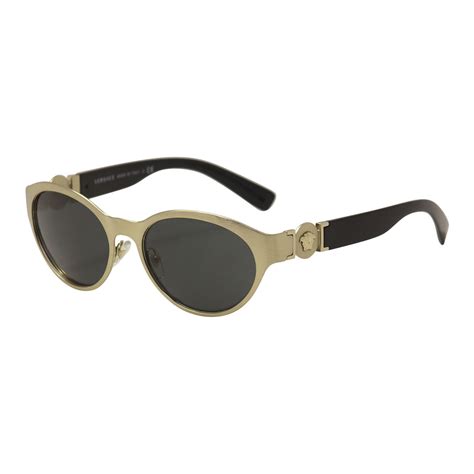 Versace Round Metal Gold Sunglasses Brushed Pale Gold Gray Women S Designer Sunglasses