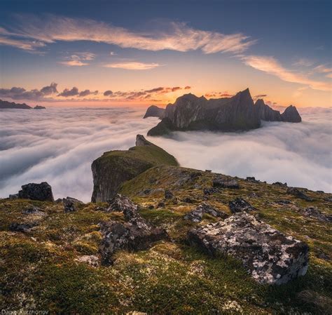 Dragons Ridge The Mountains Of Senja Norway Piercing Through The