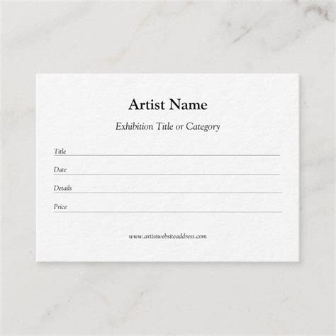 Art Exhibition Label Template For Artists Business Card Zazzle