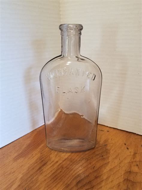 Antique Warranted Flask Strap Side Whiskey Bottle PINT Air Bubbles Lt