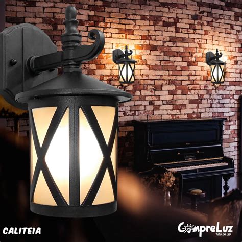 ARANDELA COLONIAL VINTAGE PRETA CALITEIA 1 LAMPADA Compreluz