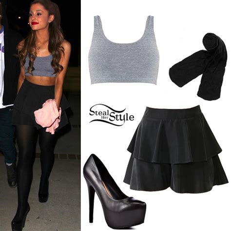 Ariana Grande Grey Crop Top Peplum Shorts Steal Her Style