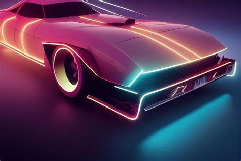 Premium Photo | Futuristic retro wave synth wave car retro sport car ...