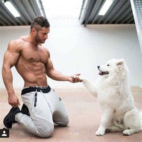 Man And Dog Bodybuilders Men Gym Guys Fitness