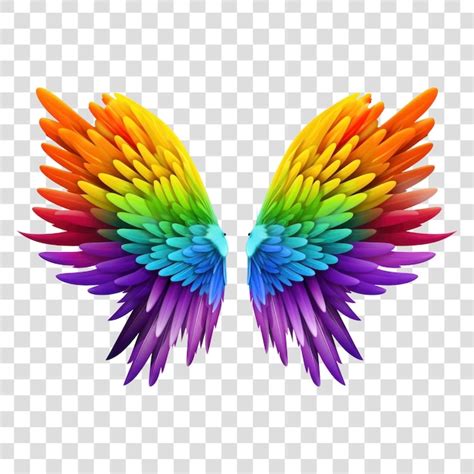 Premium PSD Colorful Vibrant Rainbow Angel Wings