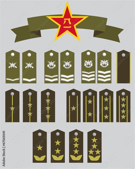 Military Ranks Of The Chinese Peoples Army Stock Vector Adobe Stock