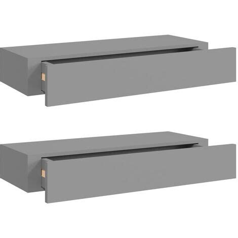 Furniture Limited Estantes de pared con cajón 2 uds MDF gris